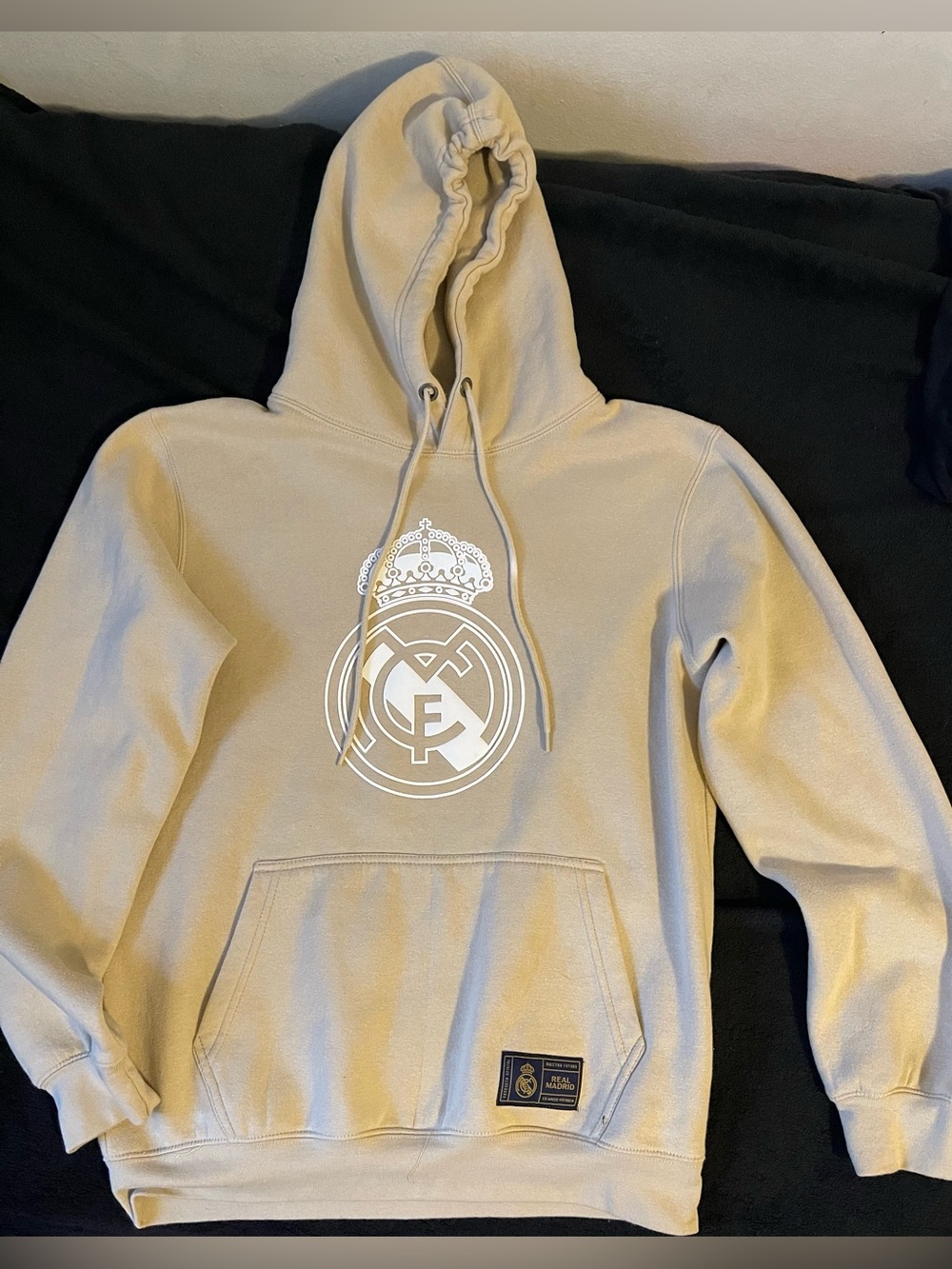 Real Madrid Crest Beige Hooded Windbreaker Sweatshirt